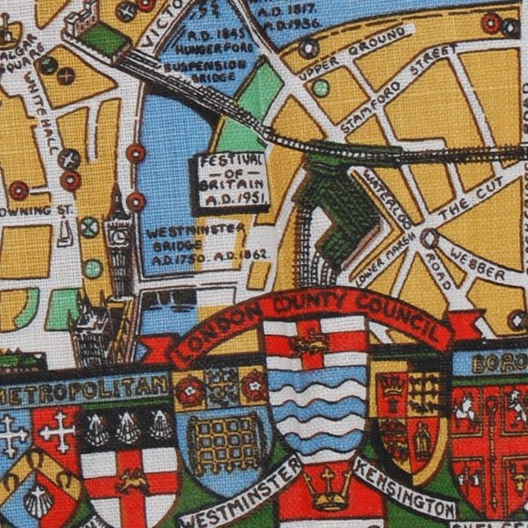 Collectable Irish Linen Towel Historical Map of London 19" 1/2" by 30" - Picture 6 of 15